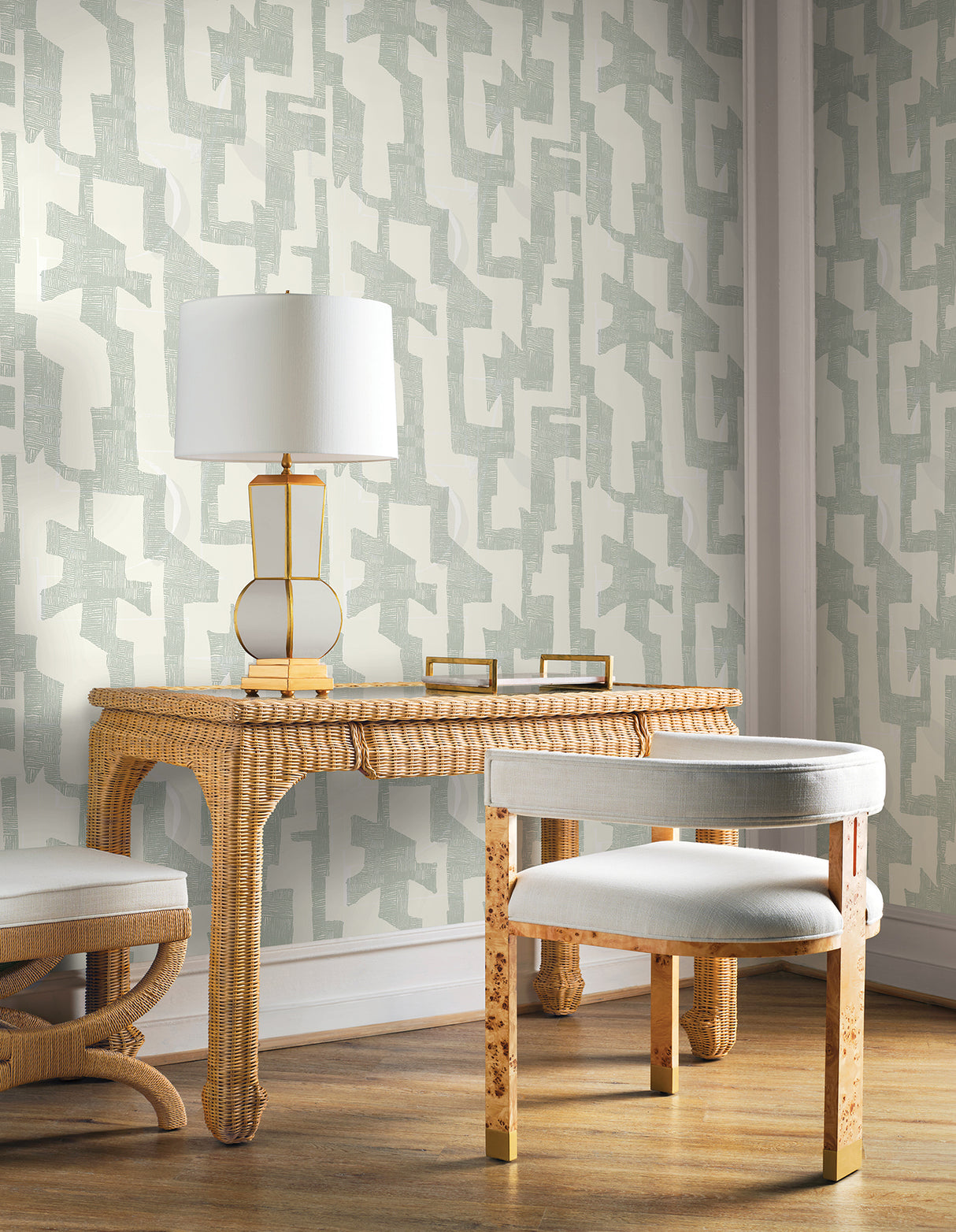 Tribe Jade by York Wallcoverings Nikki Chu Modern Geometric Premium Peel and Stick Non Woven Wallpaper - PSW1668RL
