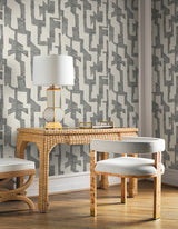 Tribe Black & Taupe by Nikki Chu Premium Peel + Stick Wallpaper- York Wallcoverings PSW1669RL