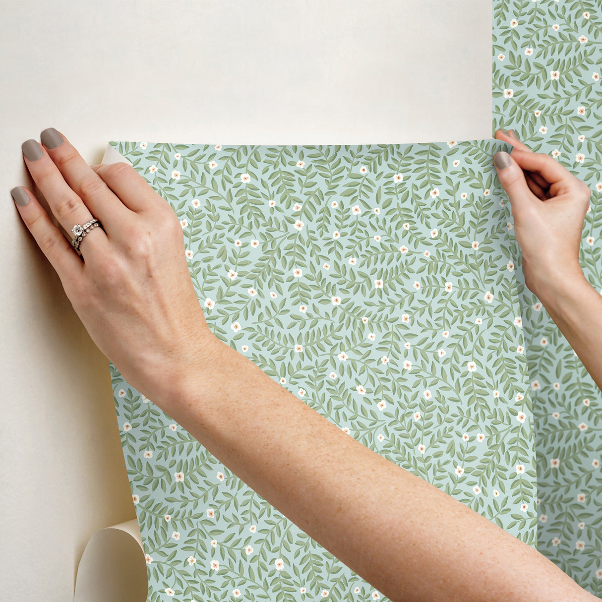 Elodie Light Blue by Rifle Paper Co. Petite Floral Premium Peel & Stick Wallpaper – York Wallcoverings PSW1672RL
