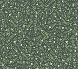Elodie Evergreen petite floral peel and stick wallpaper by Rifle Paper Co., dark green with small blooms and vines