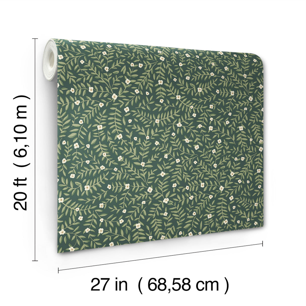 Elodie Evergreen by Rifle Paper Co. Petite Floral Premium Peel + Stick Wallpaper – York Wallcoverings PSW1674RL