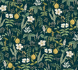 Herb Garden Navy botanical peel and stick wallpaper roll by Rifle Paper Co., 27 in x 20 ft