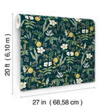 Herb Garden Navy by Rifle Paper Co. Botanical Premium Peel & Stick Wallpaper – York Wallcoverings PSW1677RL