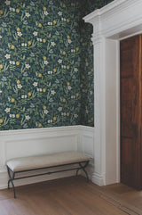 Herb Garden Navy by Rifle Paper Co. Botanical Premium Peel & Stick Wallpaper – York Wallcoverings PSW1677RL