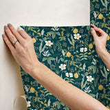 Herb Garden Navy by Rifle Paper Co. Botanical Premium Peel & Stick Wallpaper – York Wallcoverings PSW1677RL