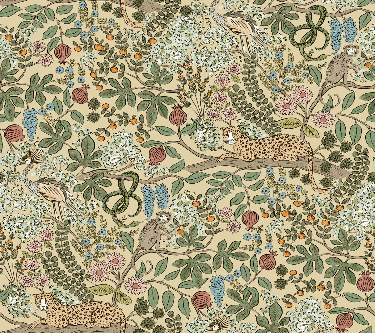 Safari Beige Jungle Toile Premium Peel + Stick Wallpaper – Rifle Paper Co.