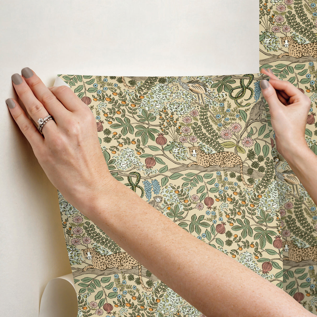Safari Beige by Rifle Paper Co. Jungle Toile Premium Peel + Stick Wallpaper – York Wallcoverings PSW1679RL