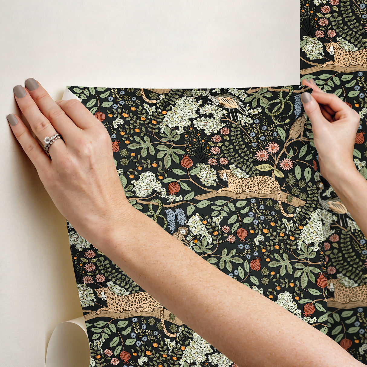 Safari Black by Rifle Paper Co. Jungle Toile Premium Peel + Stick Wallpaper – York Wallcoverings PSW1680RL