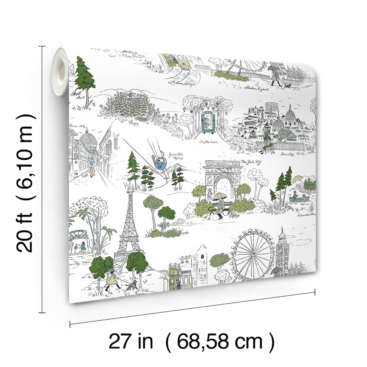 Travel Sketches Blue by Rifle Paper Co. Premium Peel + Stick Wallpaper – York Wallcoverings PSW1682RL