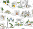 Rifle Paper Co. Travel Sketches Yellow Globetrotter Premium Peel & Stick Wallpaper, 27 in x 20 ft roll