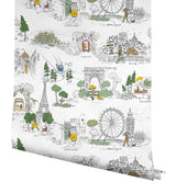 Travel Sketches Yellow by Rifle Paper Co. Globetrotter Premium Peel & Stick Wallpaper – York Wallcoverings PSW1683RL