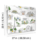 Travel Sketches Yellow by Rifle Paper Co. Globetrotter Premium Peel & Stick Wallpaper – York Wallcoverings PSW1683RL