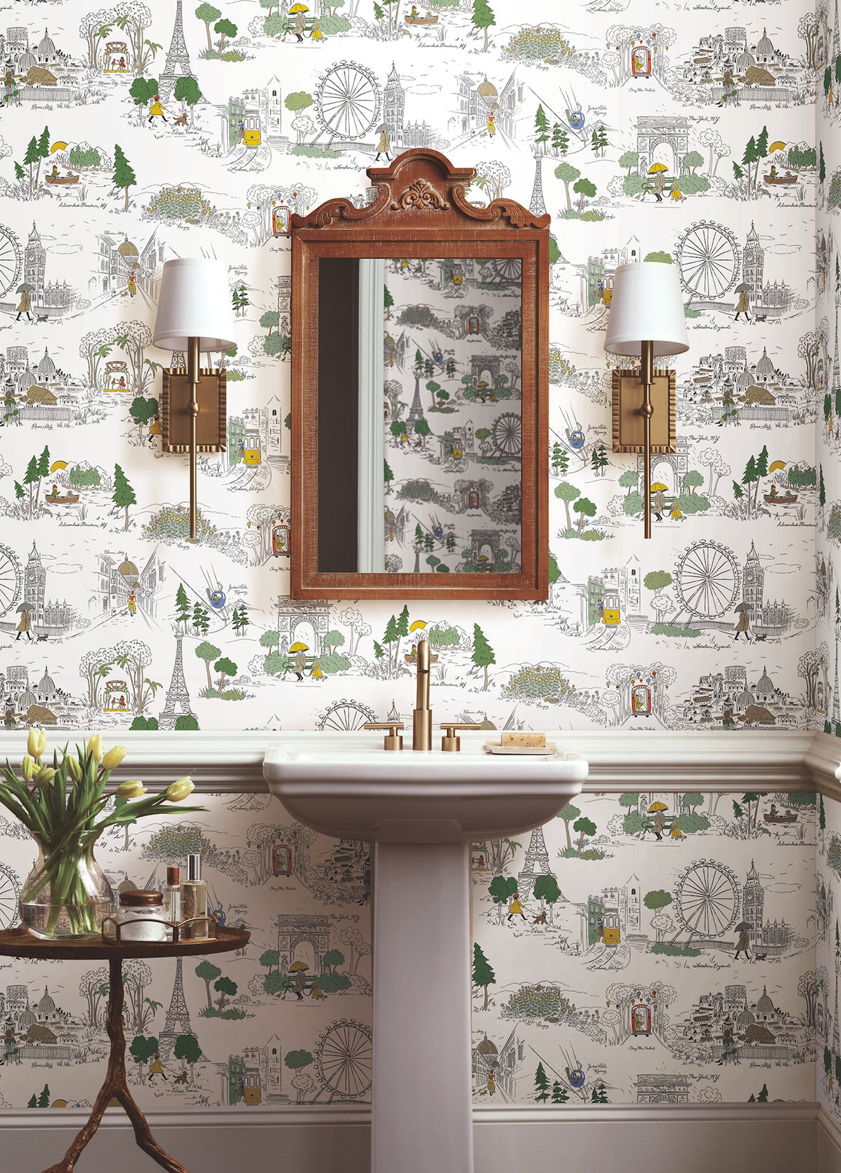 Travel Sketches Yellow by Rifle Paper Co. Globetrotter Premium Peel & Stick Wallpaper – York Wallcoverings PSW1683RL