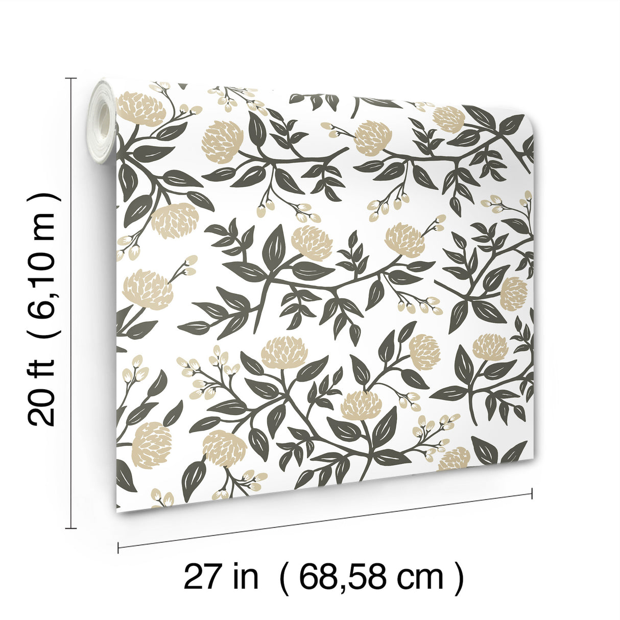 Peonies Gold by Rifle Paper Co. Floral Premium Peel & Stick Wallpaper – York Wallcoverings PSW1686RL
