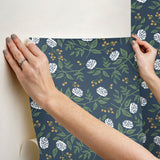 Peonies Navy by Rifle Paper Co. Floral Premium Peel & Stick Wallpaper – York Wallcoverings PSW1687RL
