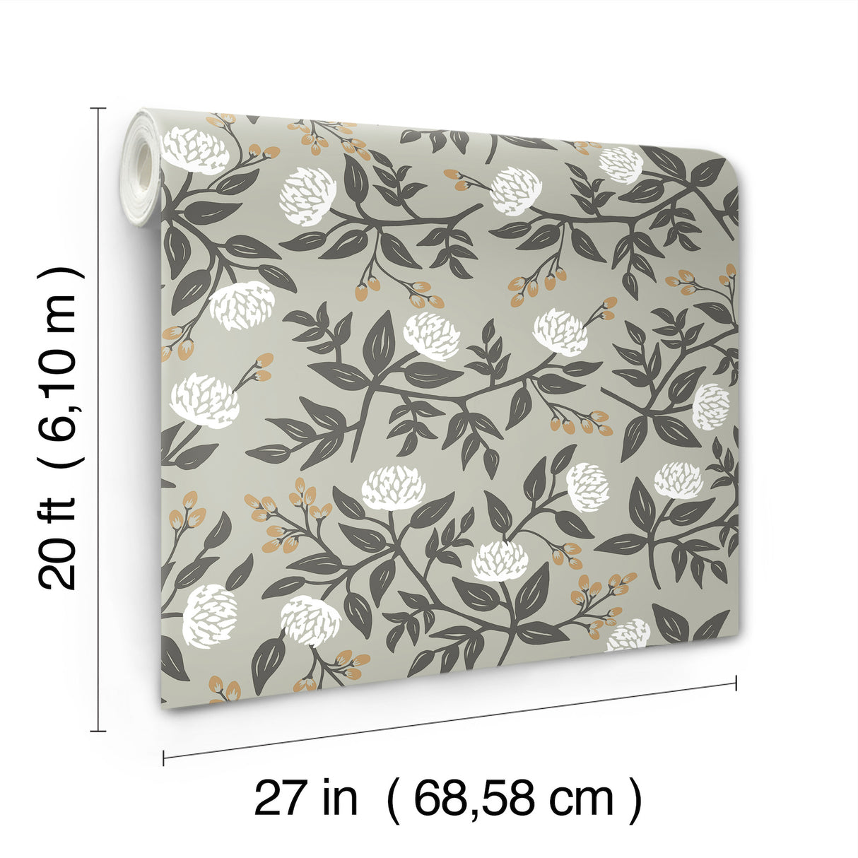 Peonies Grey by Rifle Paper Co. Floral Premium Peel + Stick Wallpaper – York Wallcoverings PSW1688RL
