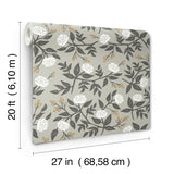 Peonies Grey by Rifle Paper Co. Floral Premium Peel + Stick Wallpaper – York Wallcoverings PSW1688RL