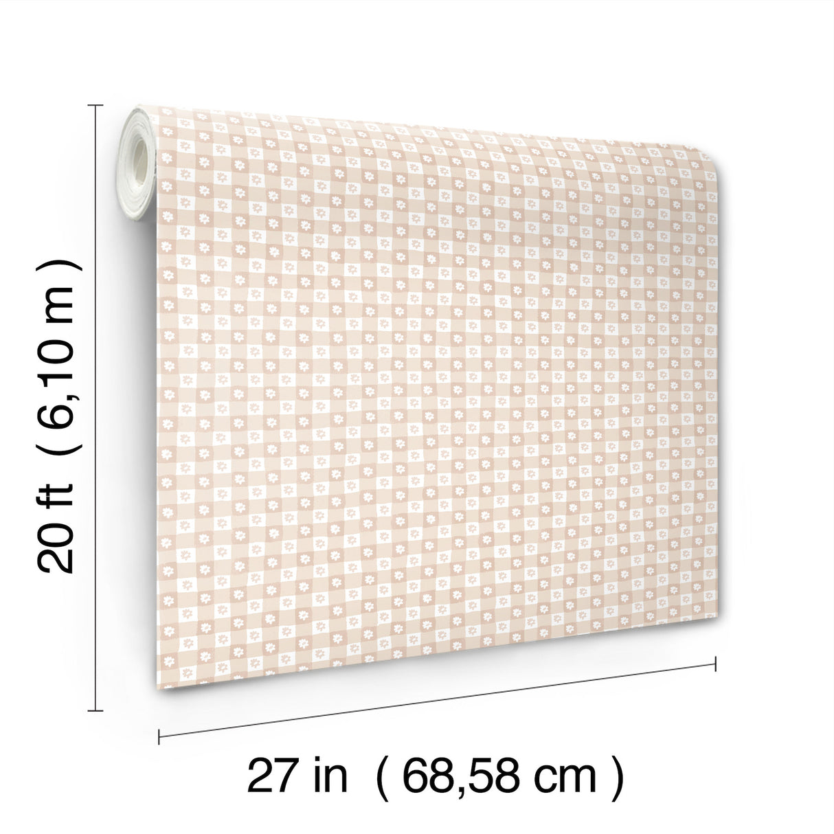Daisy Gingham Blush by Rifle Paper Co. Floral Check Premium Peel & Stick Wallpaper – York Wallcoverings PSW1690RL