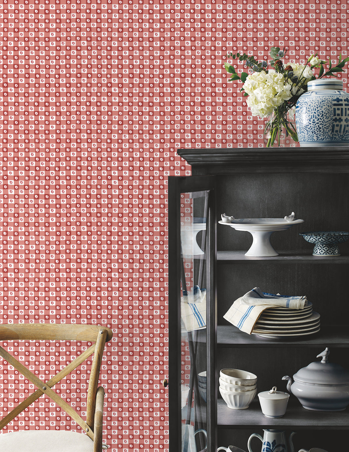 Daisy Gingham Red by Rifle Paper Co. Premium Peel + Stick Wallpaper – York Wallcoverings PSW1691RL