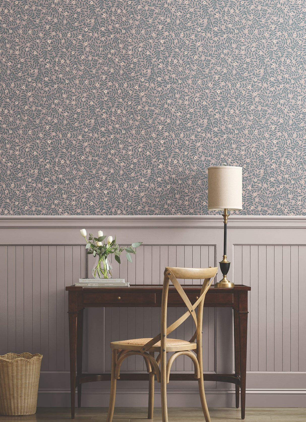 Elodie Lavender Petite Floral Premium Peel and Stick Non Woven Botanical Wallpaper Roll 27 in x 20 ft by Rifle Paper Co. PSW1693RL