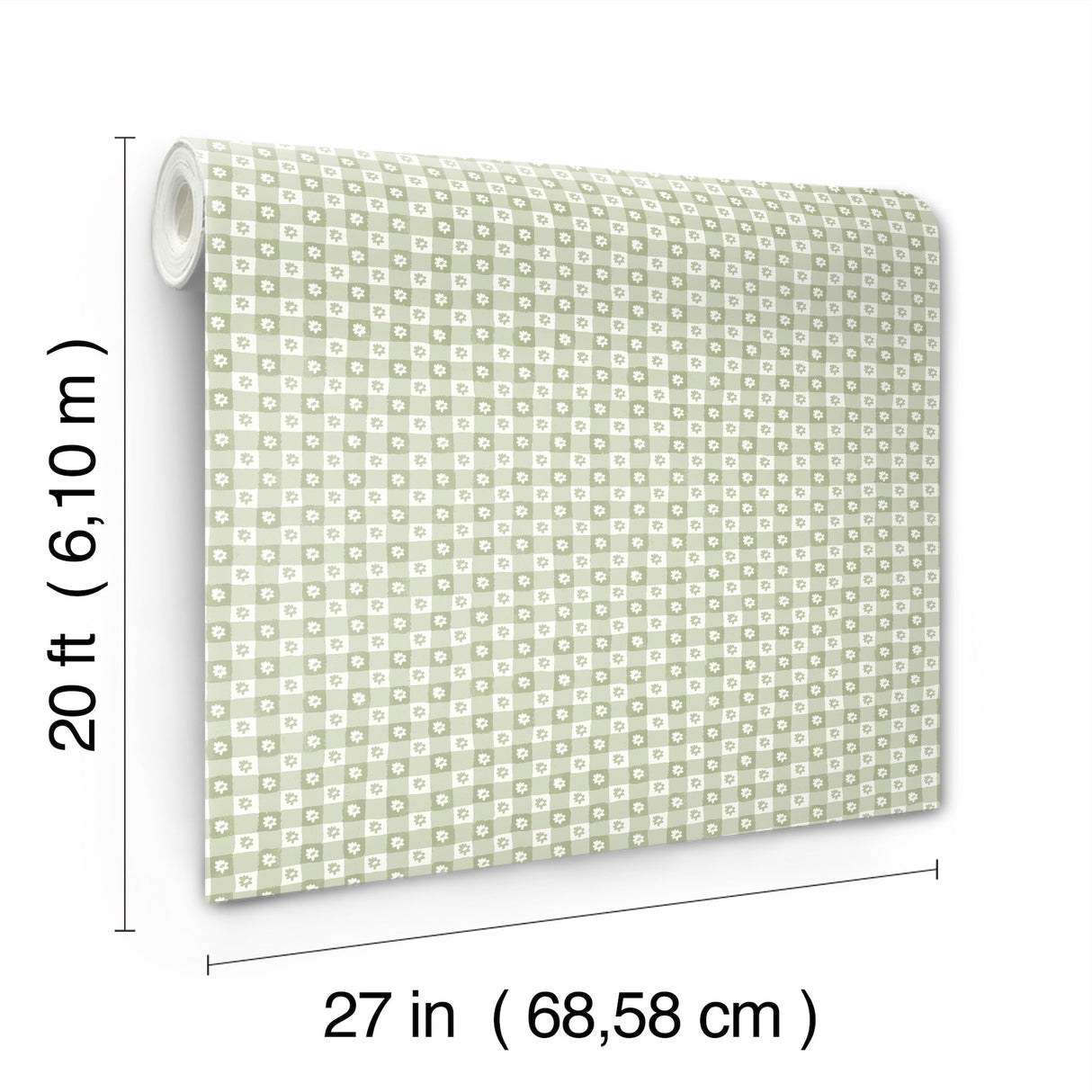 Daisy Gingham Green by Rifle Paper Co. Premium Peel & Stick Wallpaper – York Wallcoverings PSW1694RL