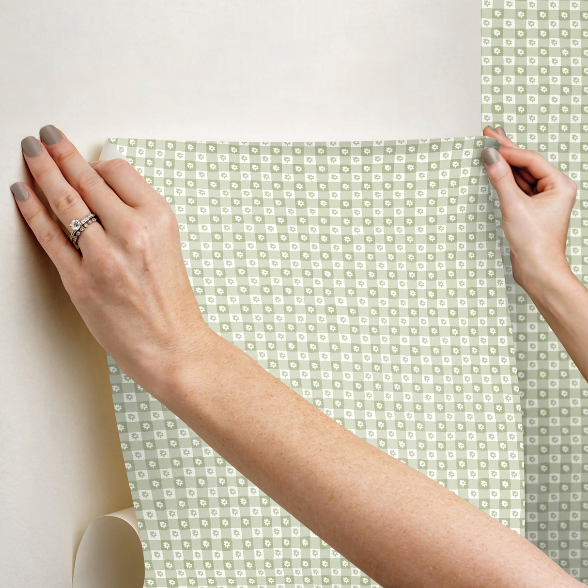Daisy Gingham Green by Rifle Paper Co. Premium Peel & Stick Wallpaper – York Wallcoverings PSW1694RL
