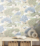 Everbloom Forest Butter by York Wallcoverings Garden Muse Botanical Tropical Trees and Birds Peel and Stick Wallpaper Roll - PSW1695RL