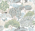 Everbloom Forest Aqua Botanical Peel and Stick Wallpaper PSW1696RL by York Wallcoverings
