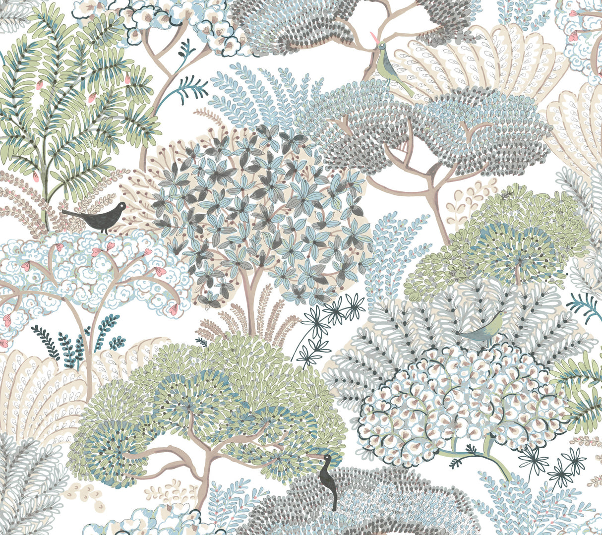 Everbloom Forest Aqua Botanical Peel and Stick Wallpaper PSW1696RL by York Wallcoverings