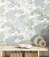 Everbloom Forest Aqua Botanical Tropical Peel and Stick Non Woven Wallpaper, 27 In x 20 Ft, Covers About 45 Sq Ft by York Wallcoverings - PSW1696RL