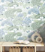 Everbloom Forest Green Botanical Peel and Stick Non Woven Wallpaper by York Wallcoverings Garden Muse Premium Peel Stick Collection PSW1697RL