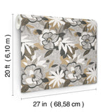Fantasium Black Bohemian Botanical Floral Peel and Stick Non Woven Wallpaper, 27 in x 20 ft by York Wallcoverings - PSW1698RL