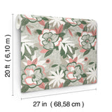 Fantasium Coral Floral by York Wallcoverings Bohemian Botanical Peel and Stick Non Woven Wallpaper Roll 27in x 20ft - PSW1700RL