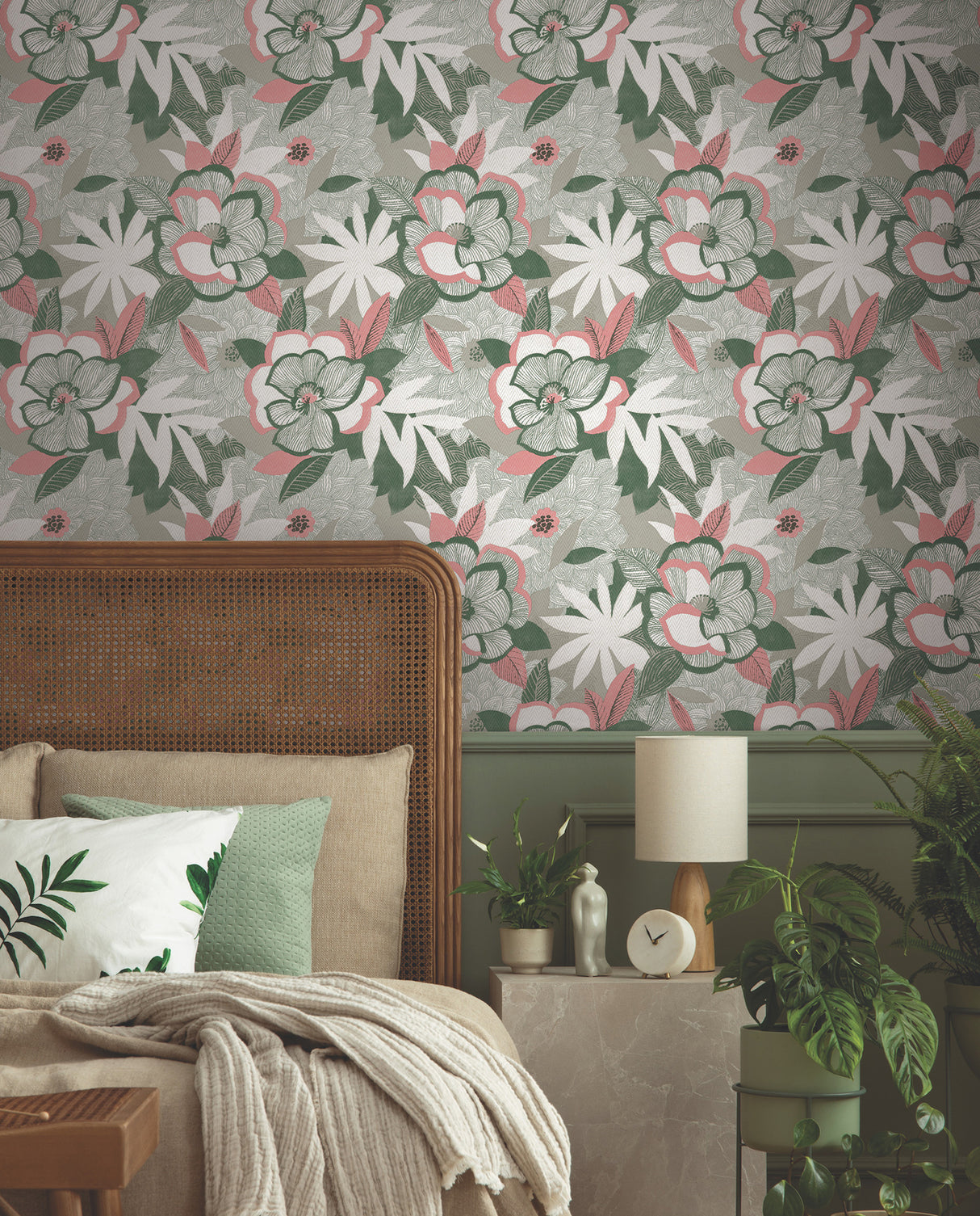 Fantasium Coral Floral by York Wallcoverings Bohemian Botanical Peel and Stick Non Woven Wallpaper Roll 27in x 20ft - PSW1700RL