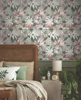 Fantasium Coral Floral by York Wallcoverings Bohemian Botanical Peel and Stick Non Woven Wallpaper Roll 27in x 20ft - PSW1700RL