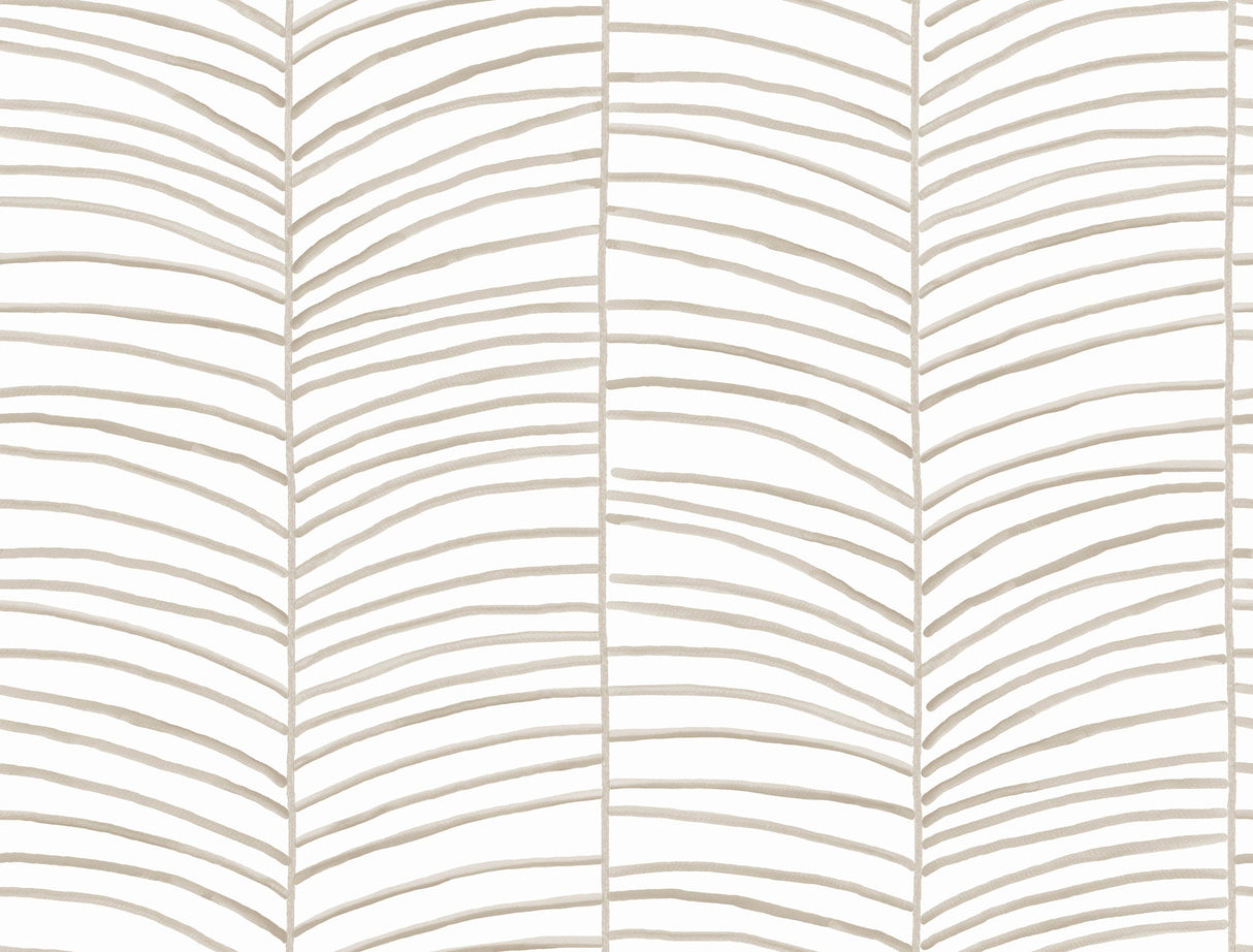Cascade Palm Taupe Chic Tropics Peel and Stick Wallpaper by York Wallcoverings - PSW1702RL