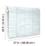 Cascade Palm Blue Chic Tropics Coastal Chevron Peel and Stick Non Woven Wallpaper 27 in x 20 ft Roll by York Wallcoverings - PSW1703RL