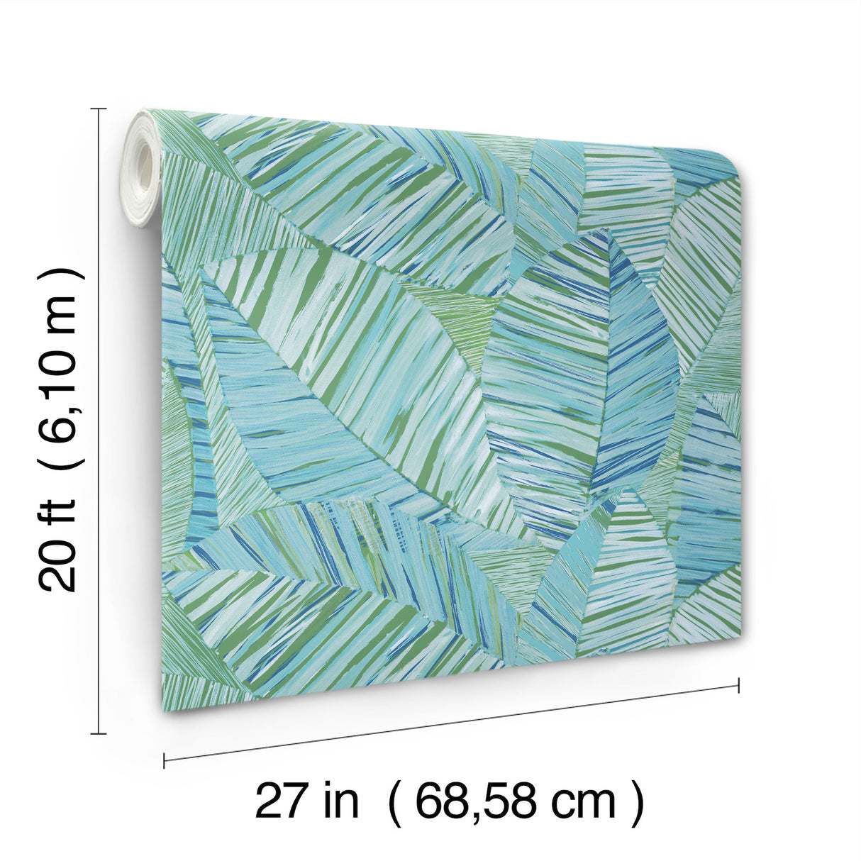 Crown Canopy Blue Palm Peel and Stick Non Woven Wallpaper by York Wallcoverings Garden Muse Tropical Botanical Design - PSW1704RL