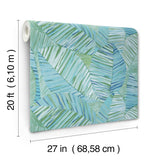 Crown Canopy Blue Palm Peel and Stick Non Woven Wallpaper by York Wallcoverings Garden Muse Tropical Botanical Design - PSW1704RL