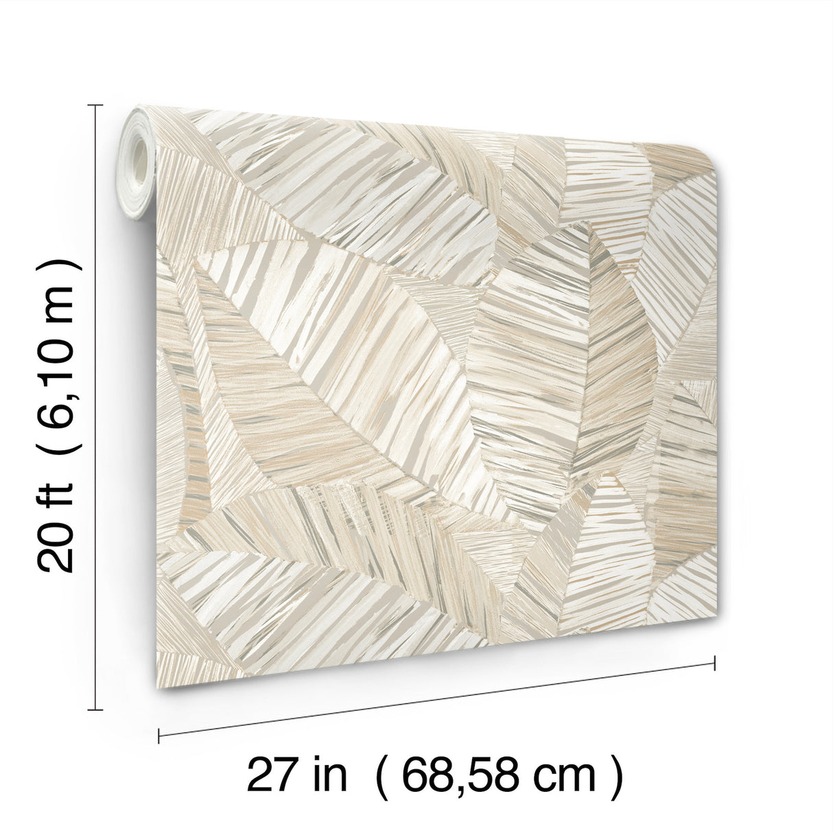Crown Canopy Neutral Palm by York Wallcoverings Tropical Botanical Peel and Stick Removable Non Woven Wallpaper 27in x 20ft - PSW1705RL