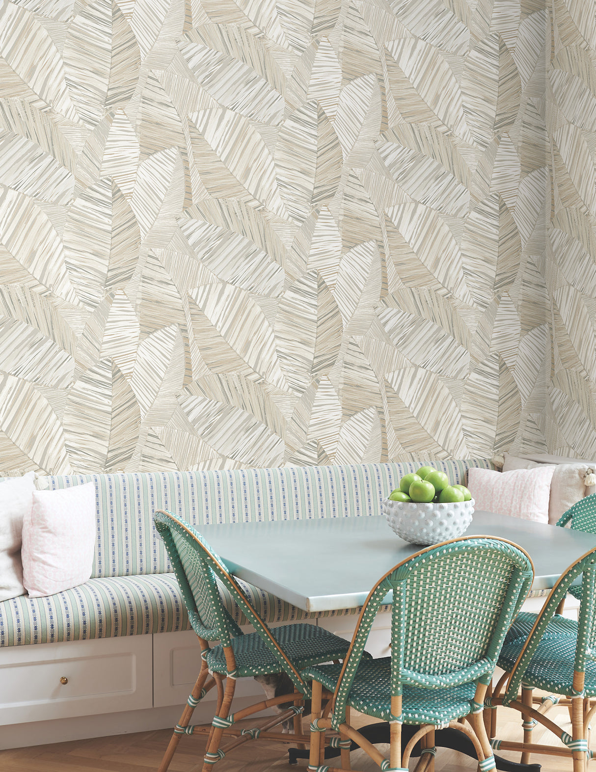 Crown Canopy Neutral Palm by York Wallcoverings Tropical Botanical Peel and Stick Removable Non Woven Wallpaper 27in x 20ft - PSW1705RL