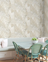 Crown Canopy Neutral Palm by York Wallcoverings Tropical Botanical Peel and Stick Removable Non Woven Wallpaper 27in x 20ft - PSW1705RL
