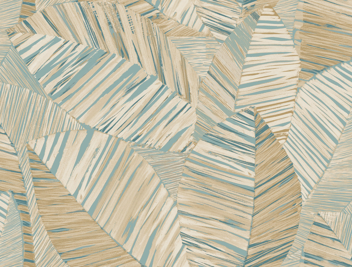 Crown Canopy Teal Palm Peel and Stick Wallpaper by York Wallcoverings - PSW1706RL