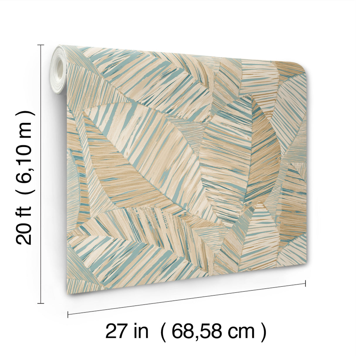 Crown Canopy Teal Palm by York Wallcoverings Garden Muse Premium Peel and Stick Non Woven Botanical Wallpaper Roll - PSW1706RL