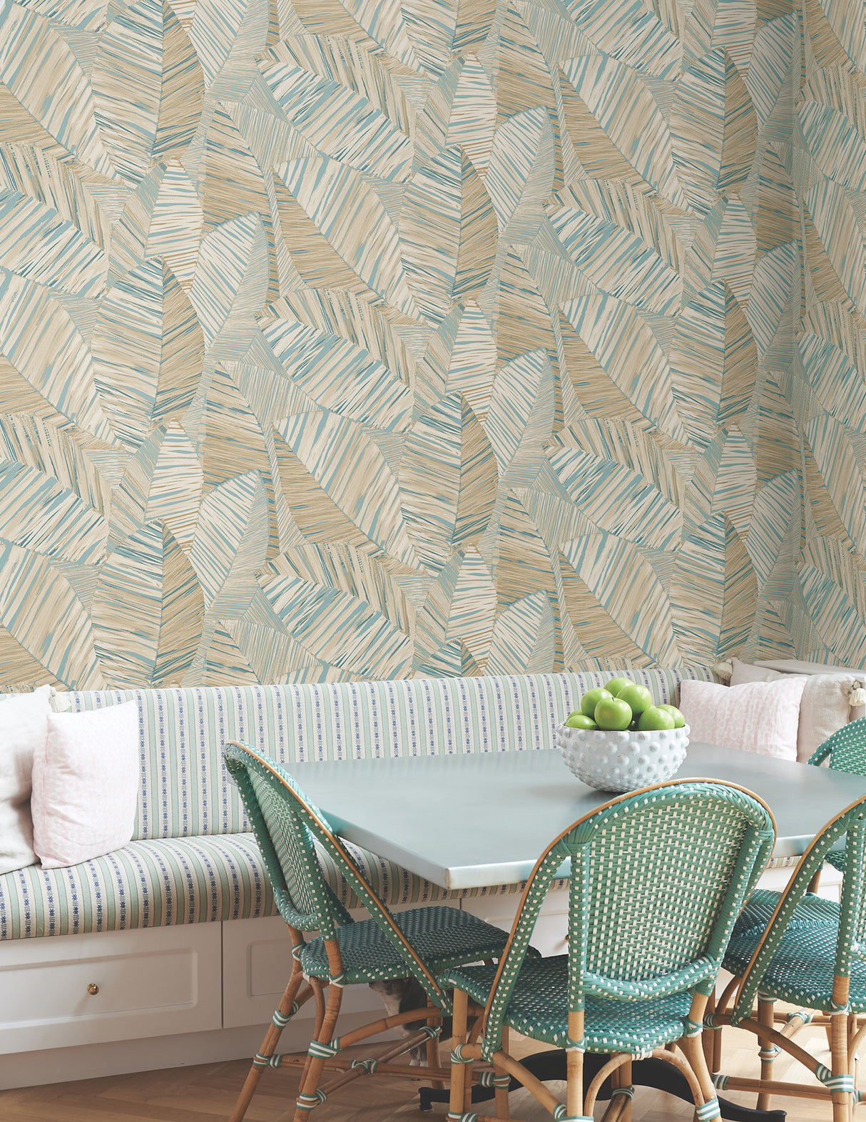Crown Canopy Teal Palm by York Wallcoverings Garden Muse Premium Peel and Stick Non Woven Botanical Wallpaper Roll - PSW1706RL