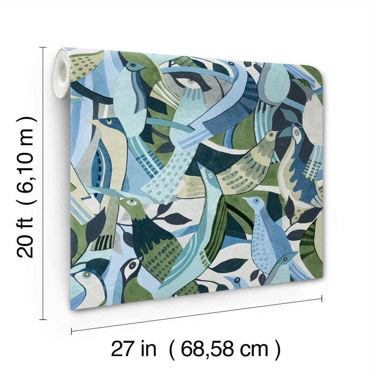 Fauvist Flock Green Abstract Peel and Stick Wallpaper by York Wallcoverings - PSW1708RL