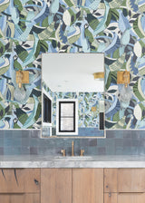 Fauvist Flock Green Abstract Peel and Stick Wallpaper by York Wallcoverings - PSW1708RL