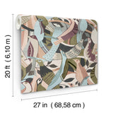 Fauvist Flock Plum Abstract Bohemian Bird and Botanical Garden Peel and Stick Non Woven Wallpaper 27 in x 20 ft by York Wallcoverings PSW1709RL