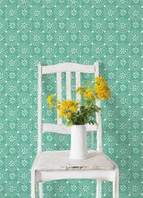 Floral Geo Green by InHome Peel and Stick Geometric Floral Pattern Wallpaper Single Roll 20.5 in Wide x 18 ft Long Coverage 30.8 sq ft - PWS4802