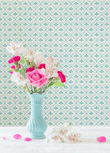 Tonal Scallop Teal Peel and Stick Wallpaper by InHome WallPops Collection, 20.5 in x 18 ft, Straight Match, Covers About 30.8 Sq Ft, PWS4805